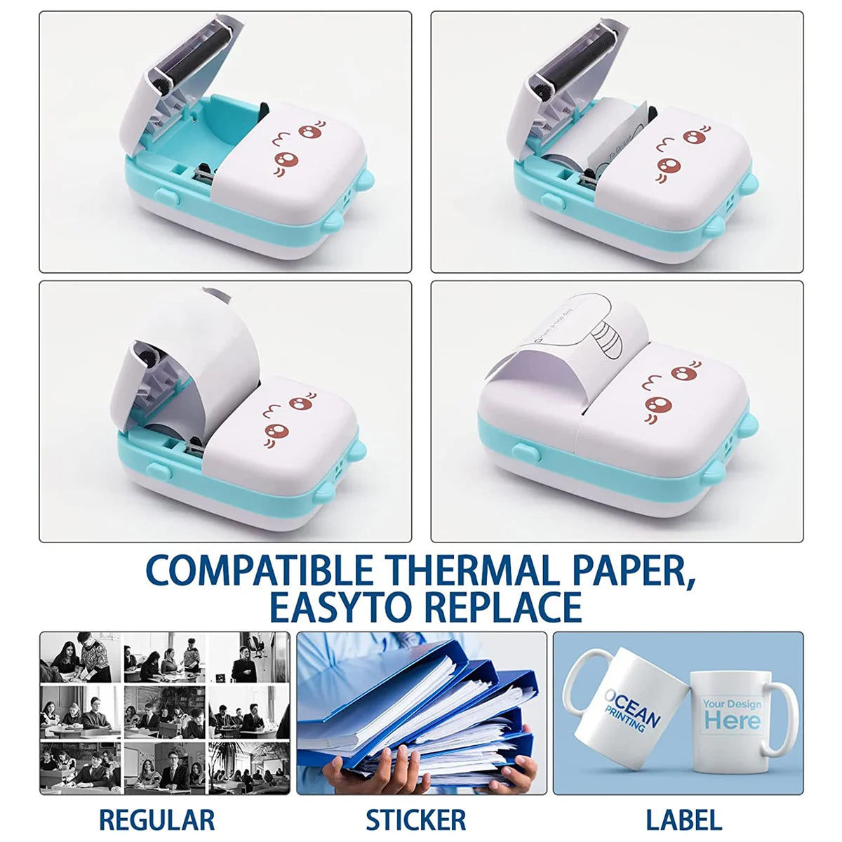Portable Wireless Mini Thermal Printer for Photos, Receipts, Notes, and Labels - Inkless Printing Solution