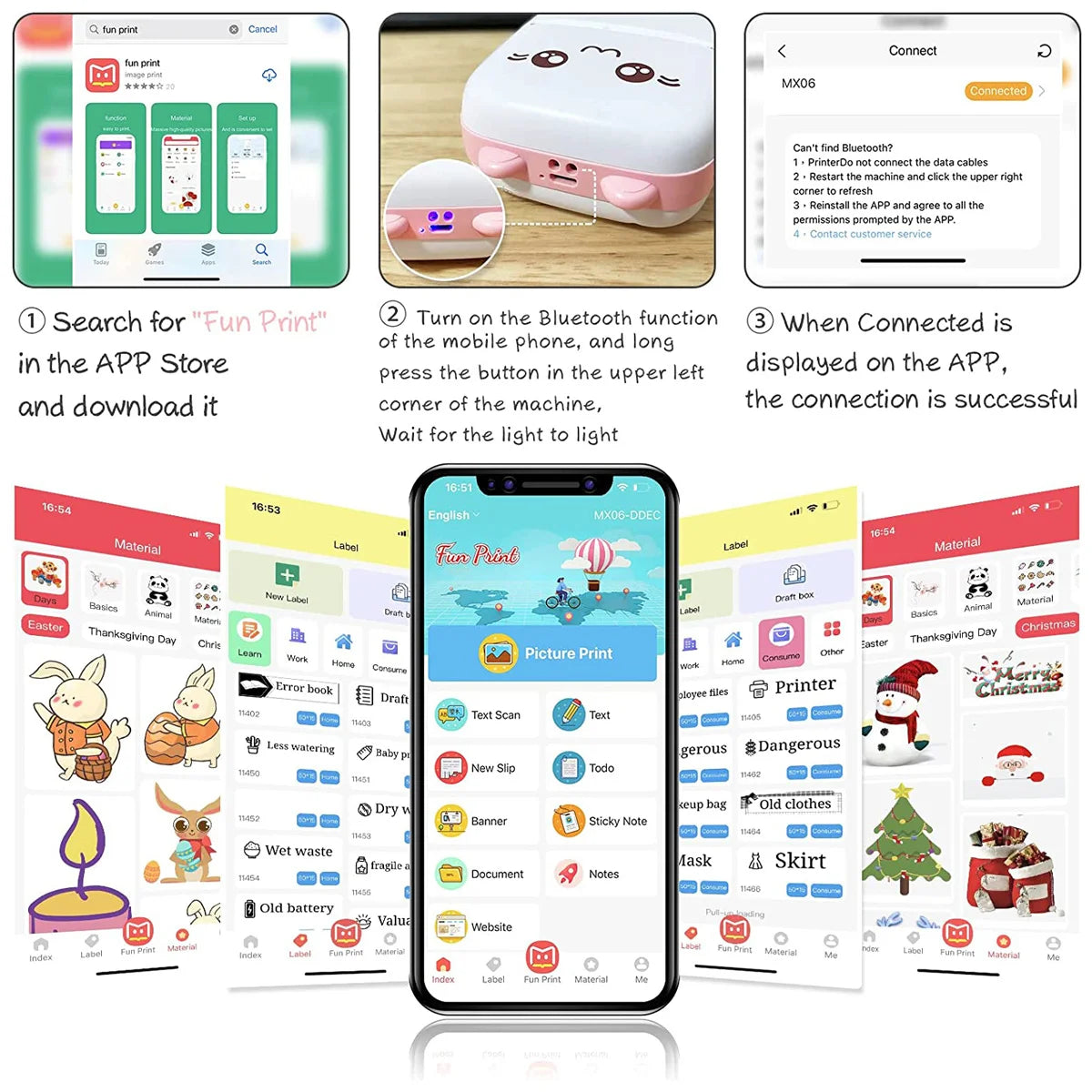 Portable Wireless Mini Thermal Printer for Photos, Receipts, Notes, and Labels - Inkless Printing Solution