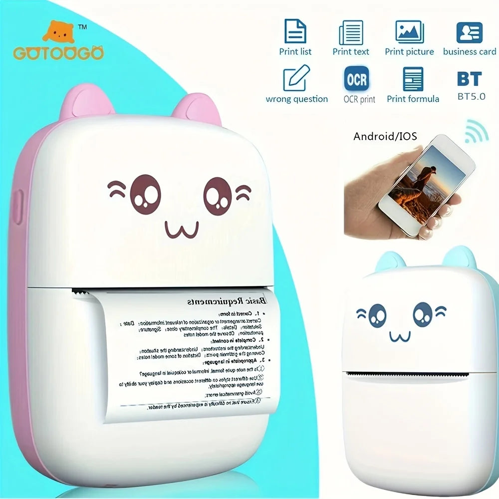 Portable Wireless Mini Thermal Printer for Photos, Receipts, Notes, and Labels - Inkless Printing Solution